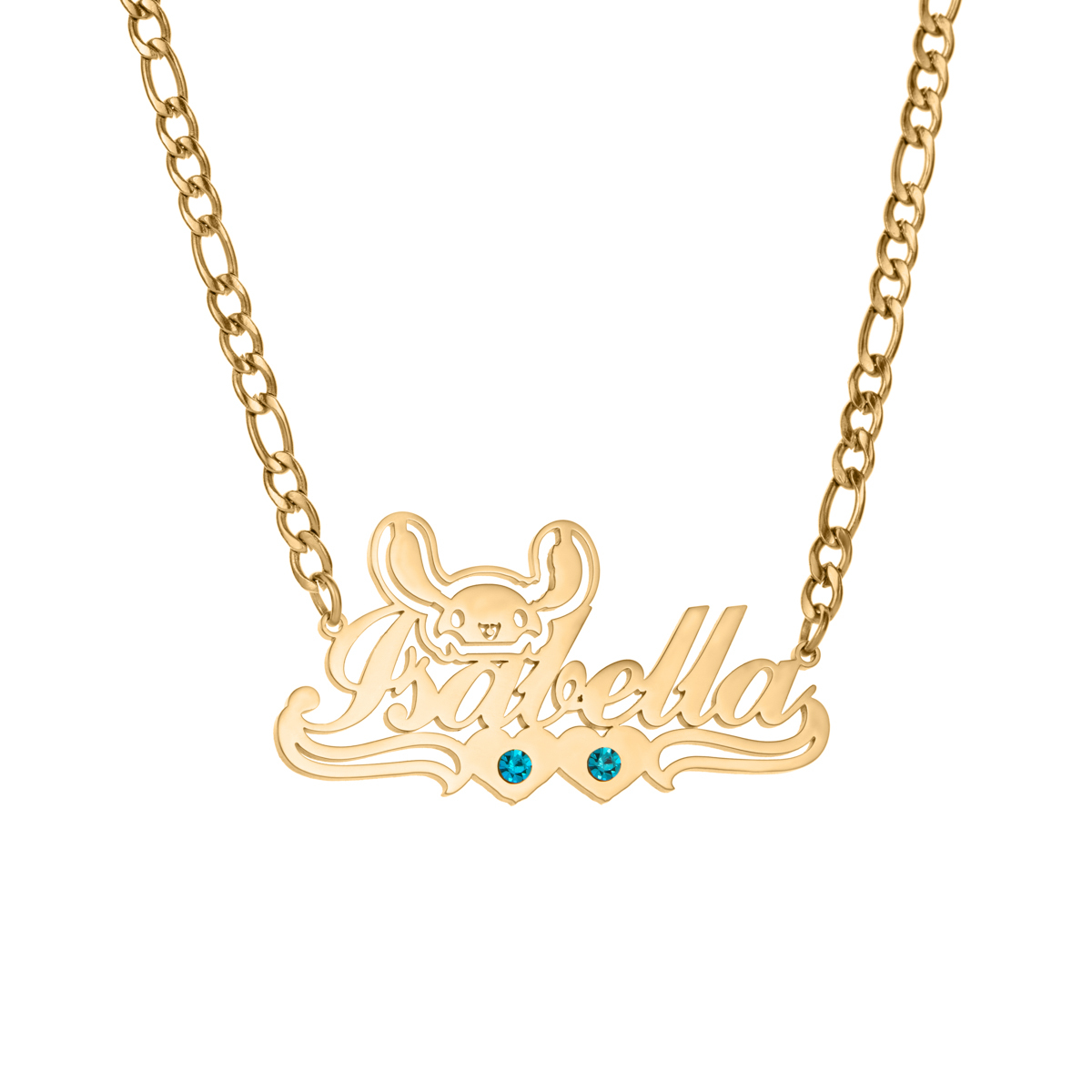 Personalized Name Necklace with Rabbit and birthstone for Birthday or Anniversary