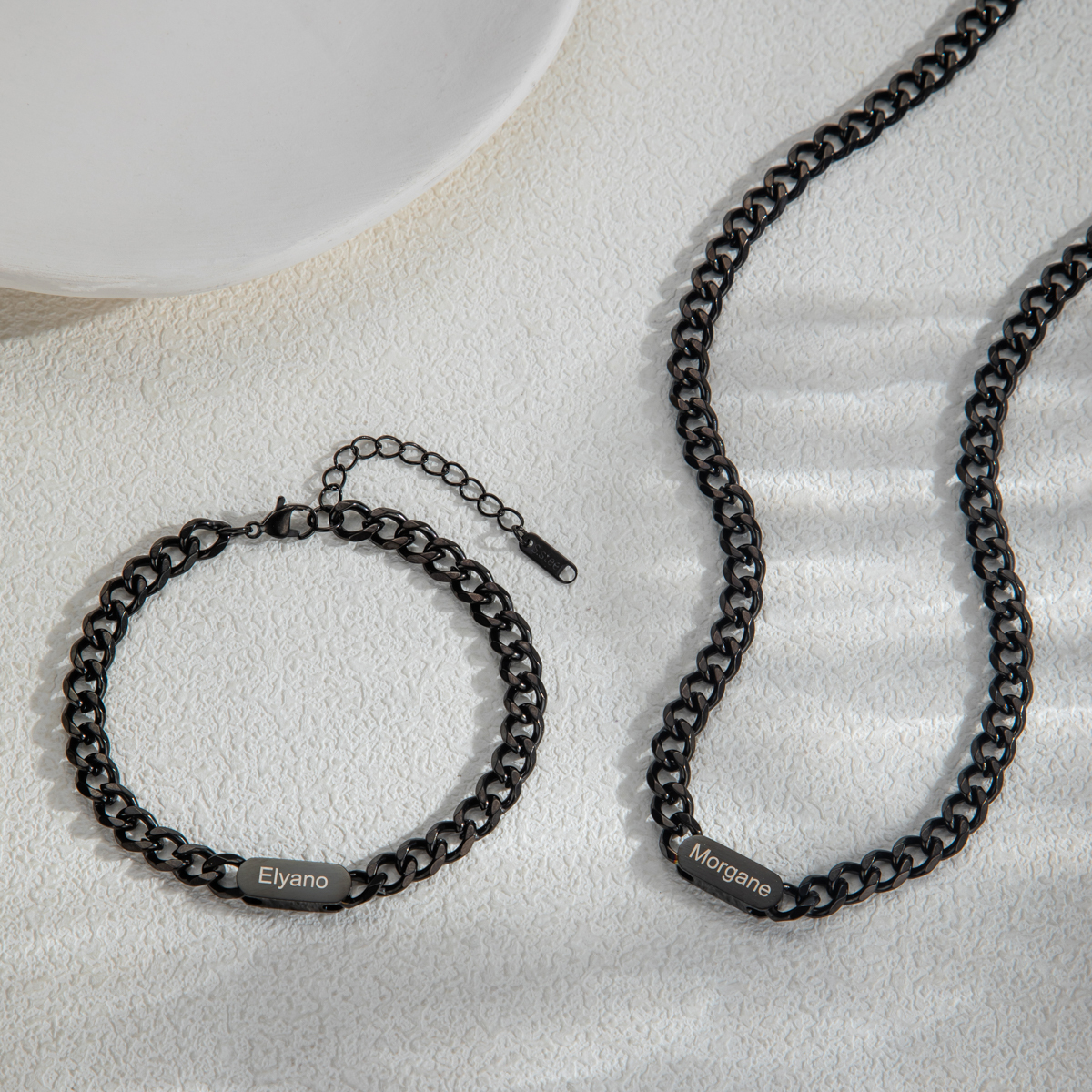 Men's Customized Name Thick Cuban Chain Necklace & Bracelet Sets