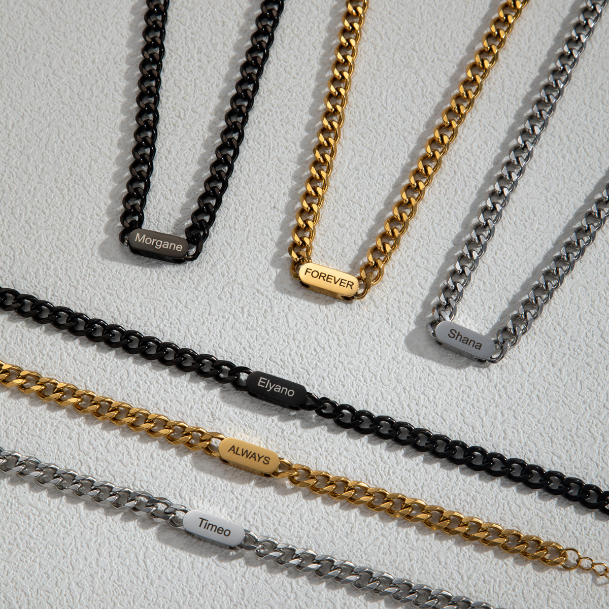 Men's Customized Name Thick Cuban Chain Necklace & Bracelet Sets