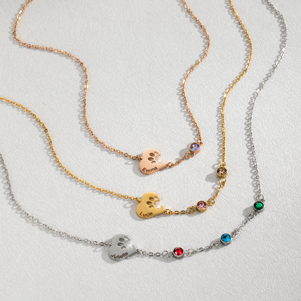 [Copy]Engraved Birth Flower&Birthstone And Name Bracelets