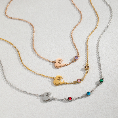 [Copy]Engraved Birth Flower&Birthstone And Name Bracelets