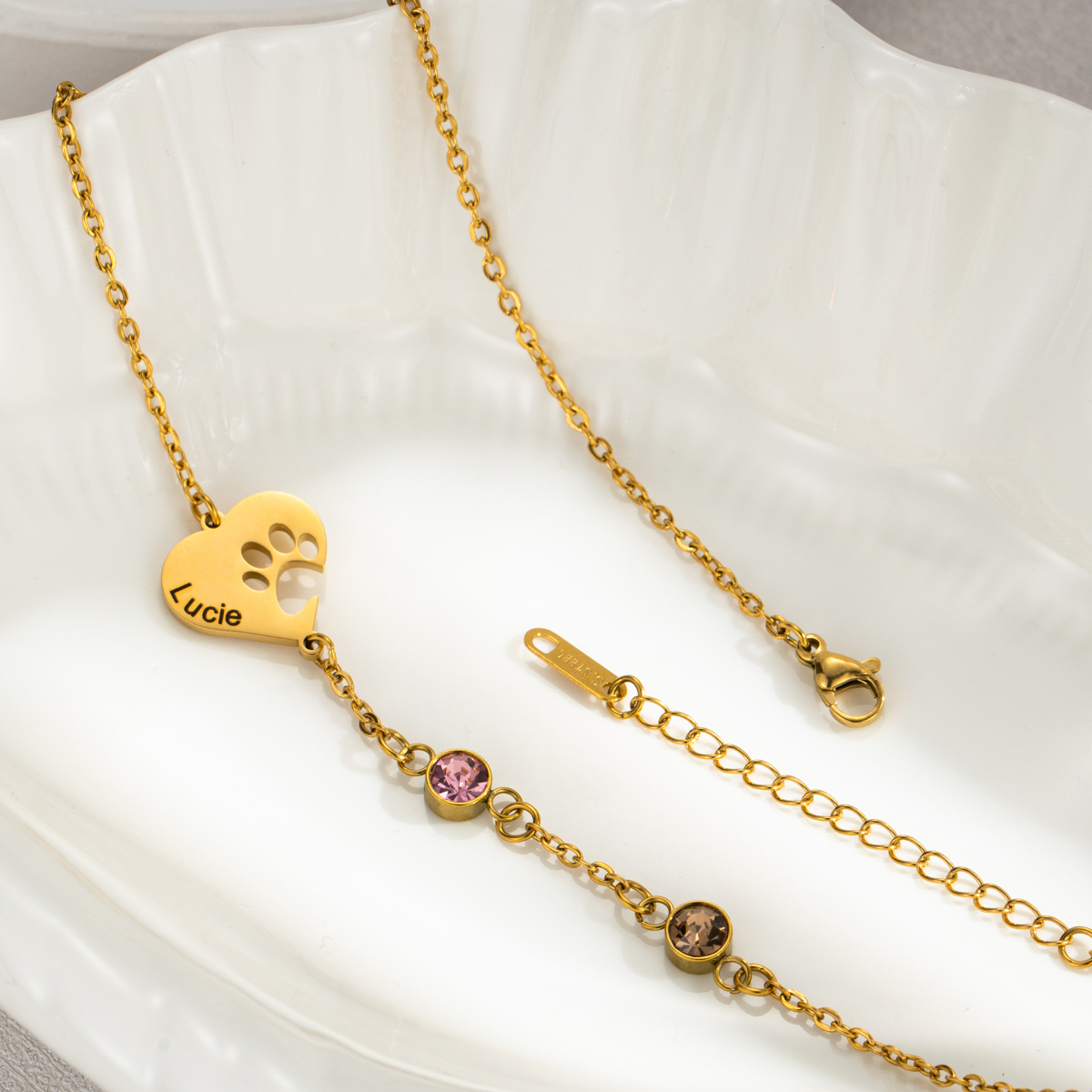 [Copy]Engraved Birth Flower&Birthstone And Name Bracelets