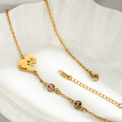 [Copy]Engraved Birth Flower&Birthstone And Name Bracelets