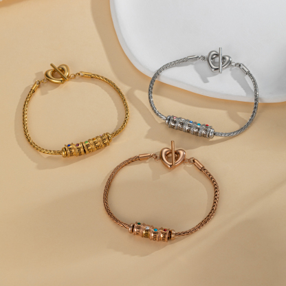 Custom Name Beading Bracelet with Birthstone