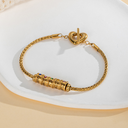 Custom Name Beading Bracelet with Birthstone