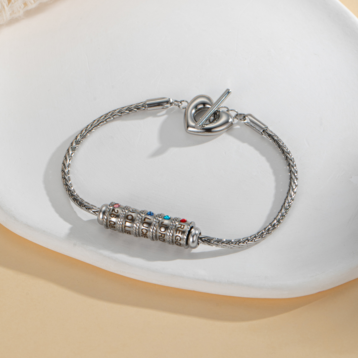 Custom Name Beading Bracelet with Birthstone