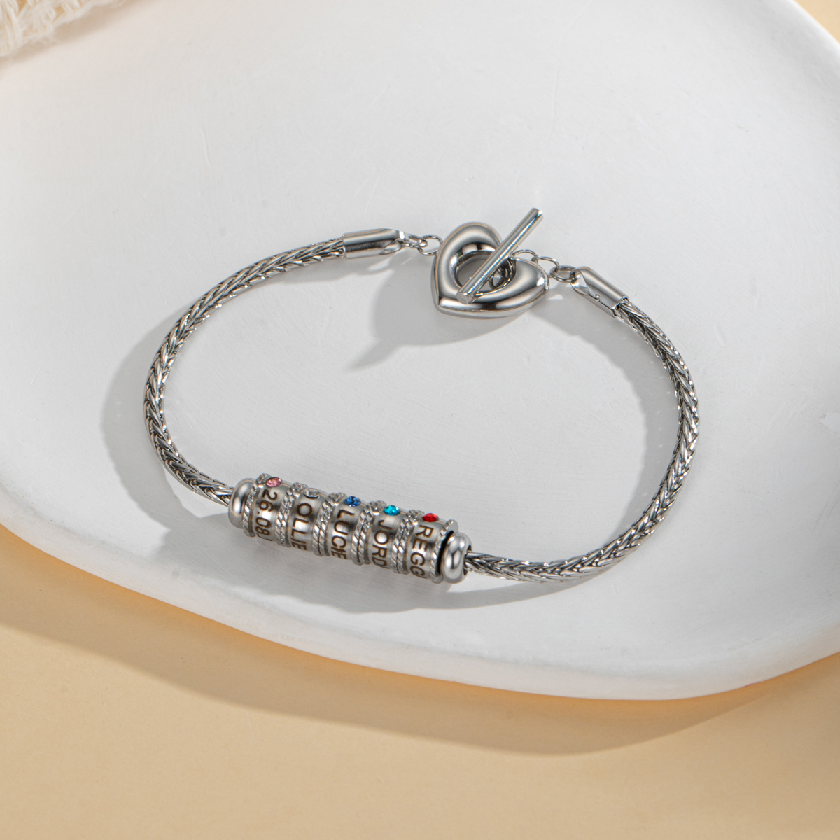 Custom Name Beading Bracelet with Birthstone