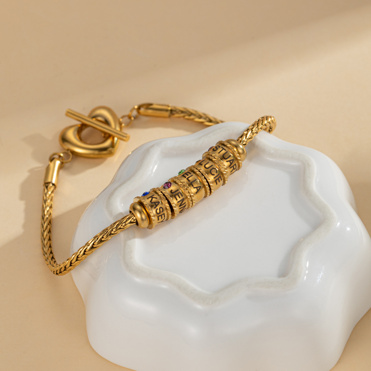 Custom Name Beading Bracelet with Birthstone