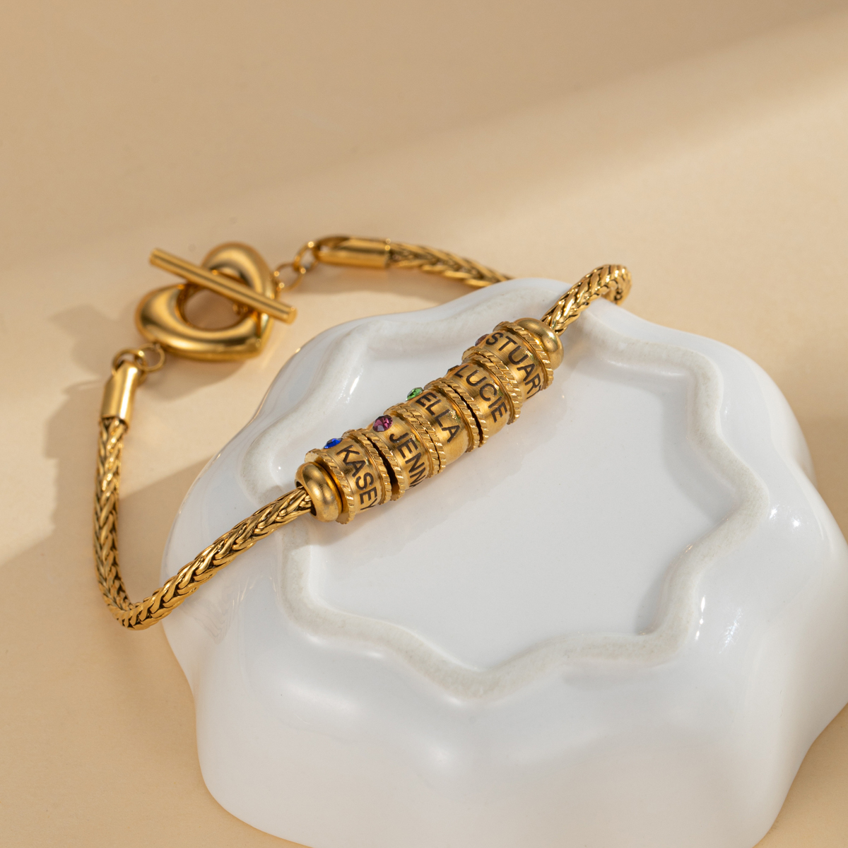 Custom Name Beading Bracelet with Birthstone