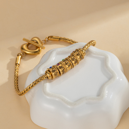 Custom Name Beading Bracelet with Birthstone