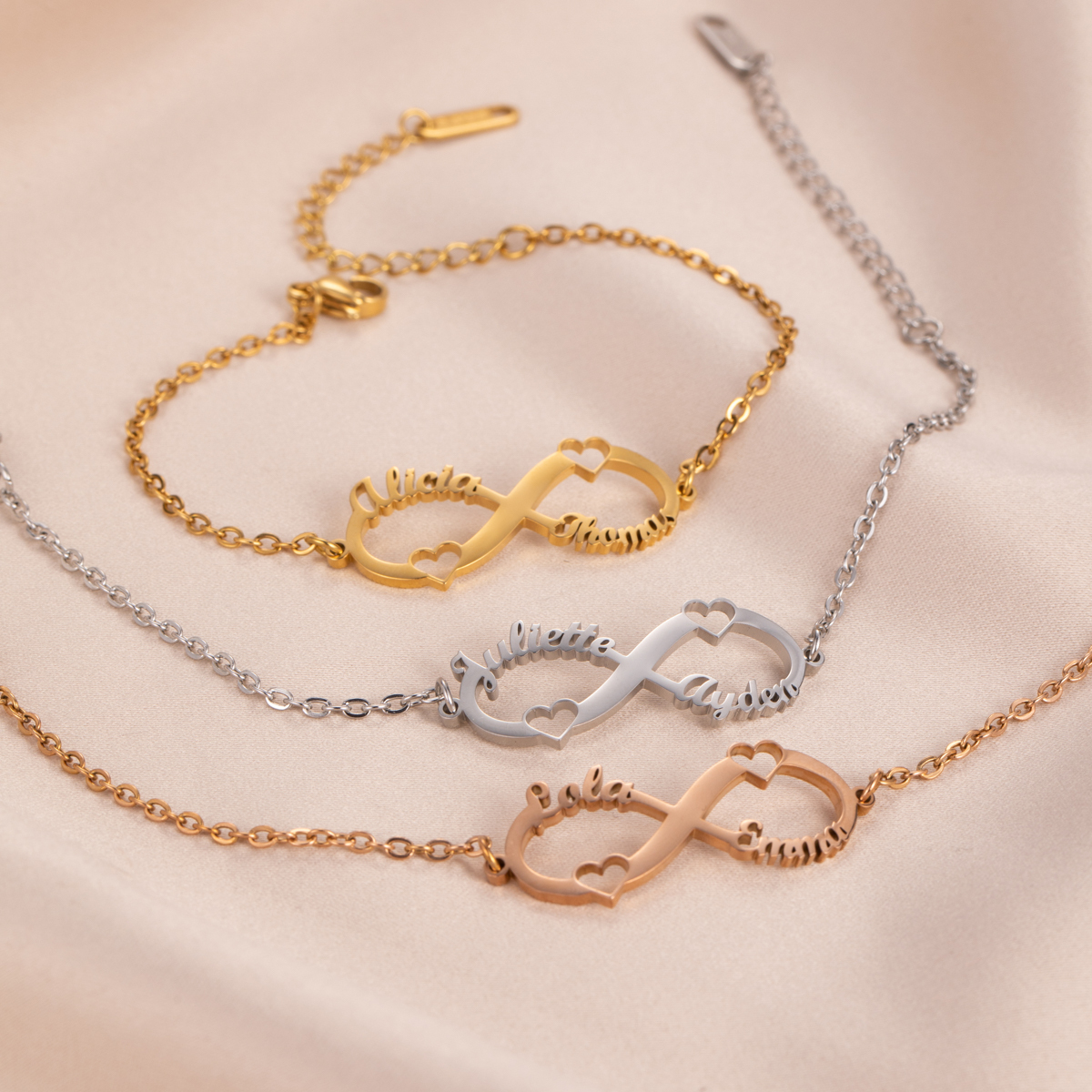 Custom Infinite Loop Bracelet Chain Style with Names-Spefeel