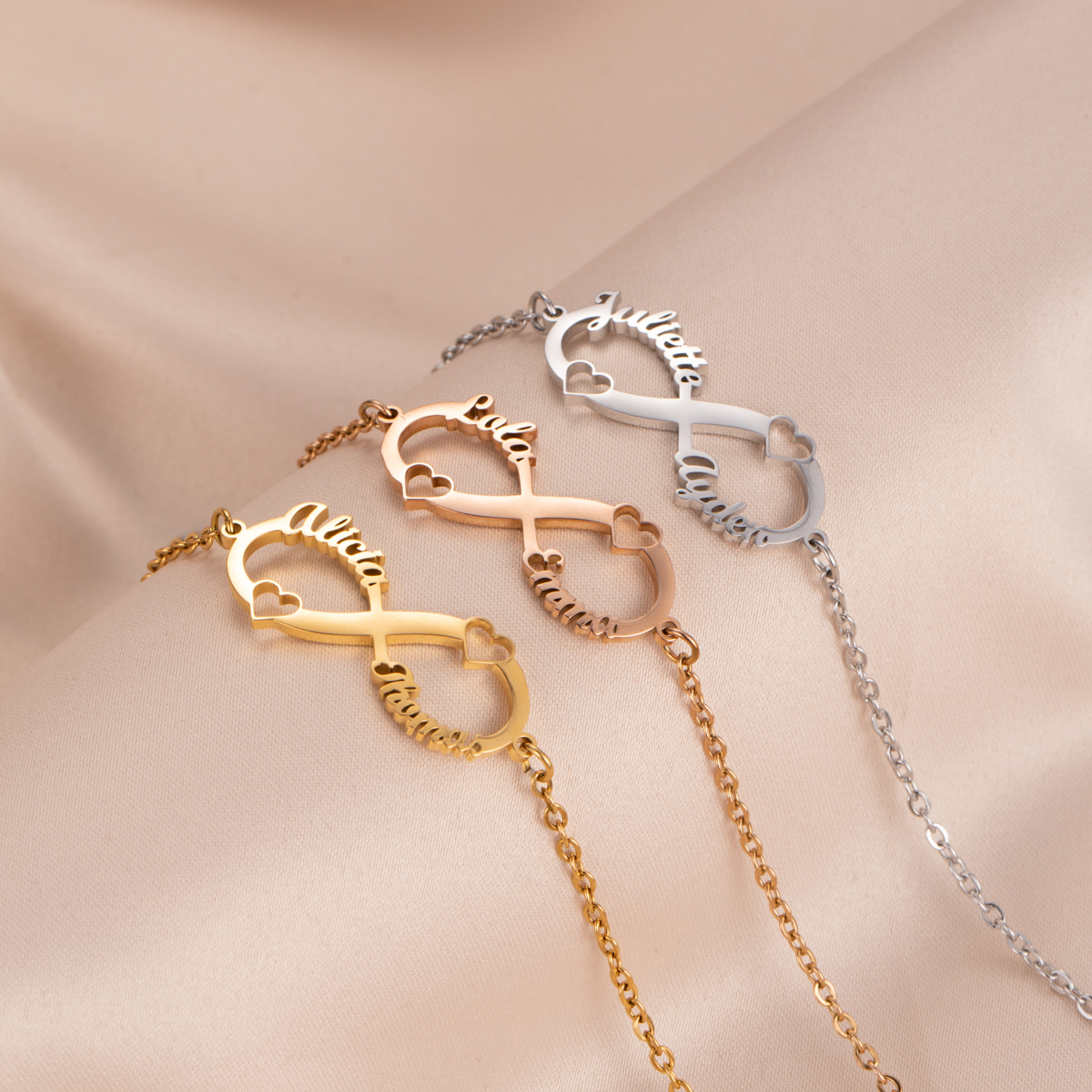 Custom Infinite Loop Bracelet Chain Style with Names-Spefeel