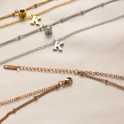 Custom Double-Layer Necklace with Letter and Photo Projection Stone