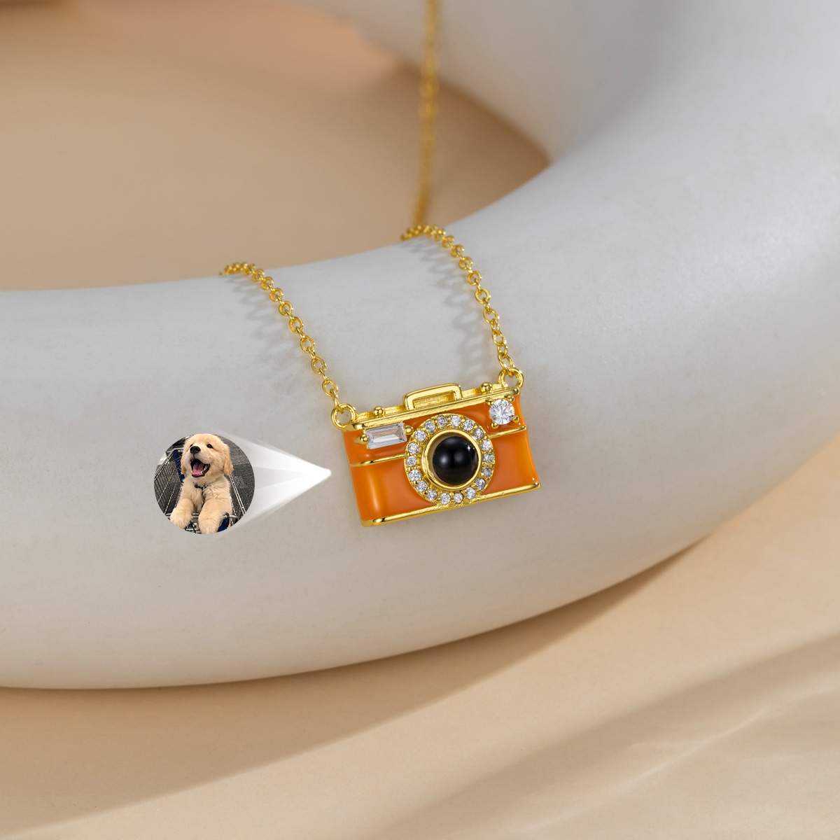 Camera Shape Custom Photo Projection Necklace 
