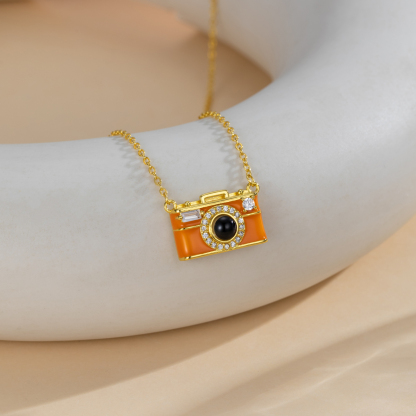 Camera Shape Custom Photo Projection Necklace 