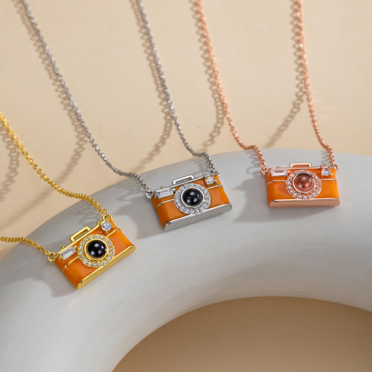 Camera Shape Custom Photo Projection Necklace 
