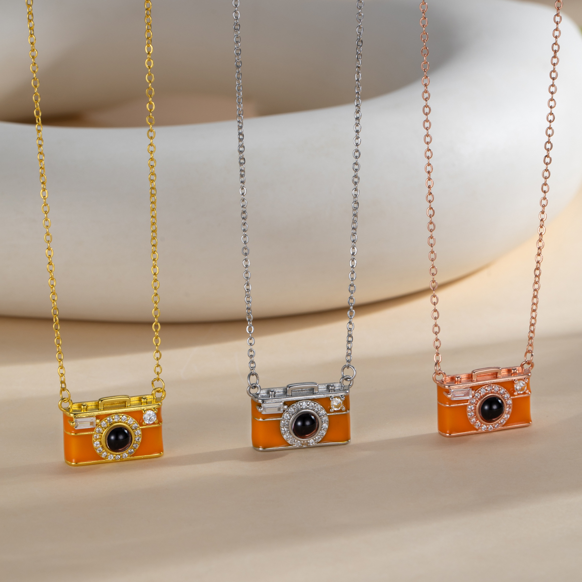 Camera Shape Custom Photo Projection Necklace 