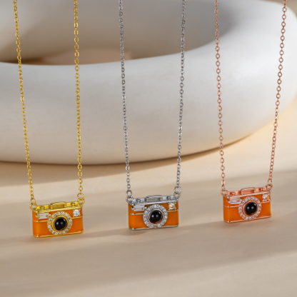 Camera Shape Custom Photo Projection Necklace 