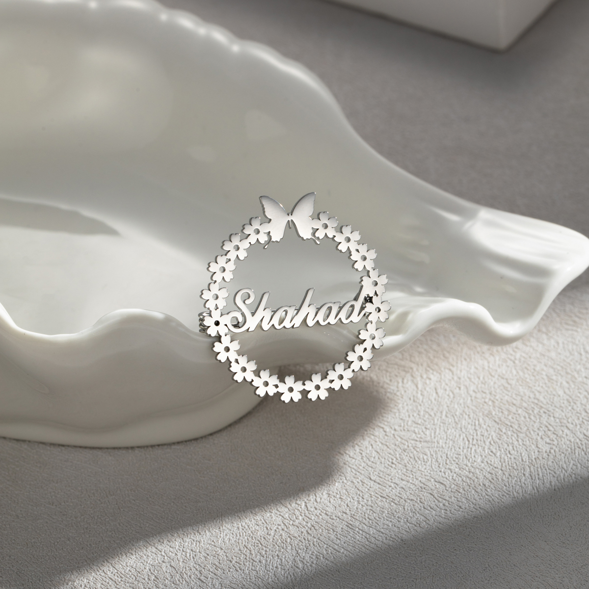 Butterfly Wreath Name Brooch