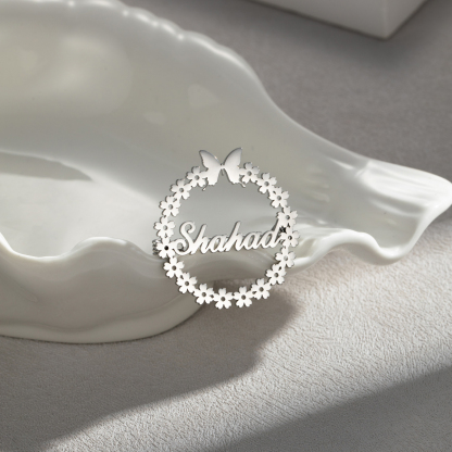 Butterfly Wreath Name Brooch