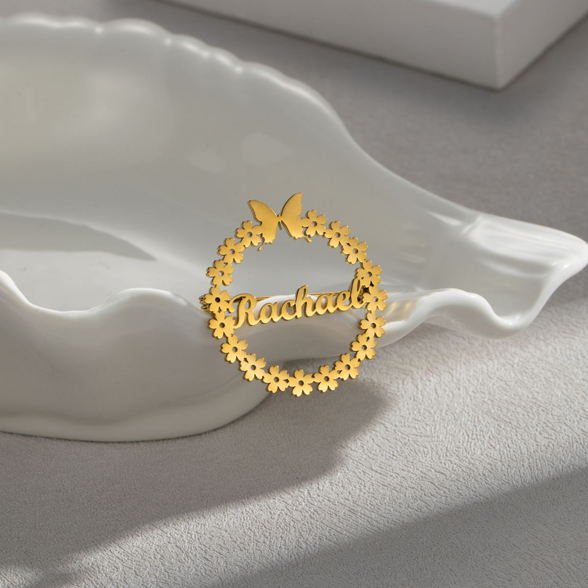 Butterfly Wreath Name Brooch