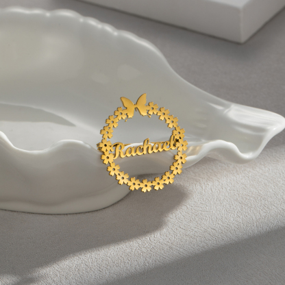 Butterfly Wreath Name Brooch