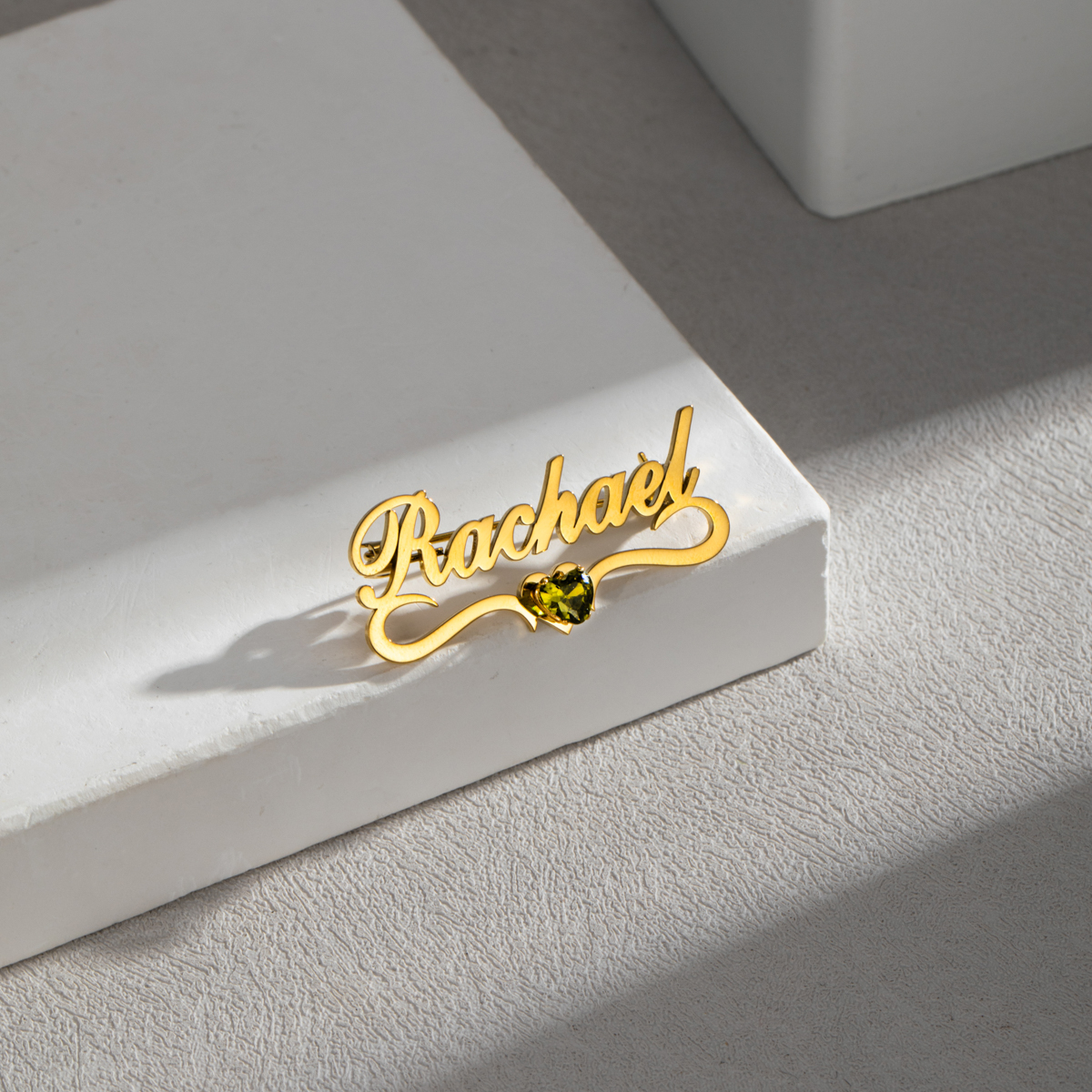 Sparkling Heart-shaped Birthstone Name Brooch