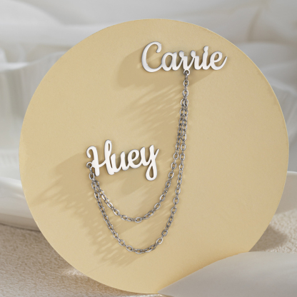 Personalized Double Name Custom Brooch