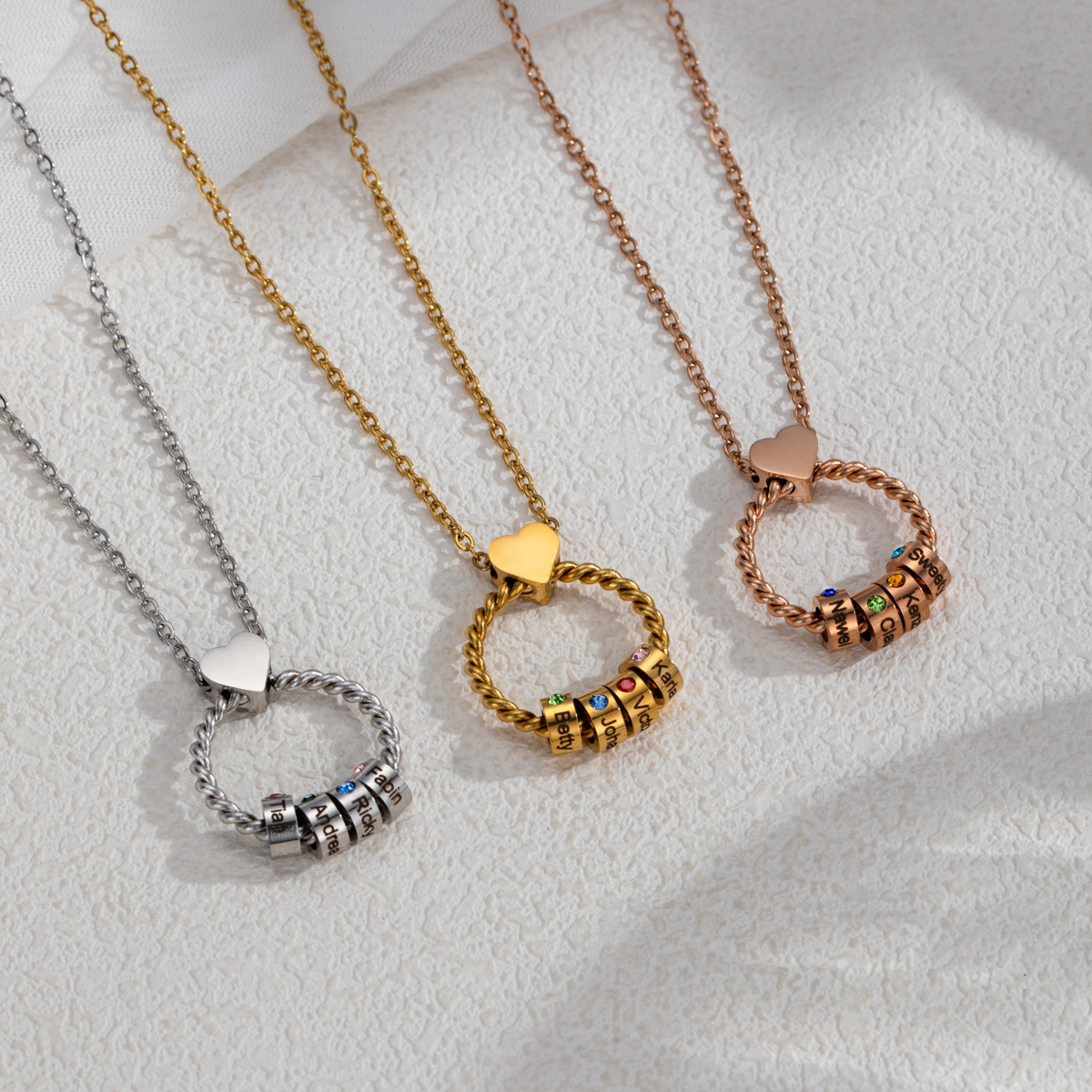 Customized Birthstone Name Engraved Mother's Day Necklace