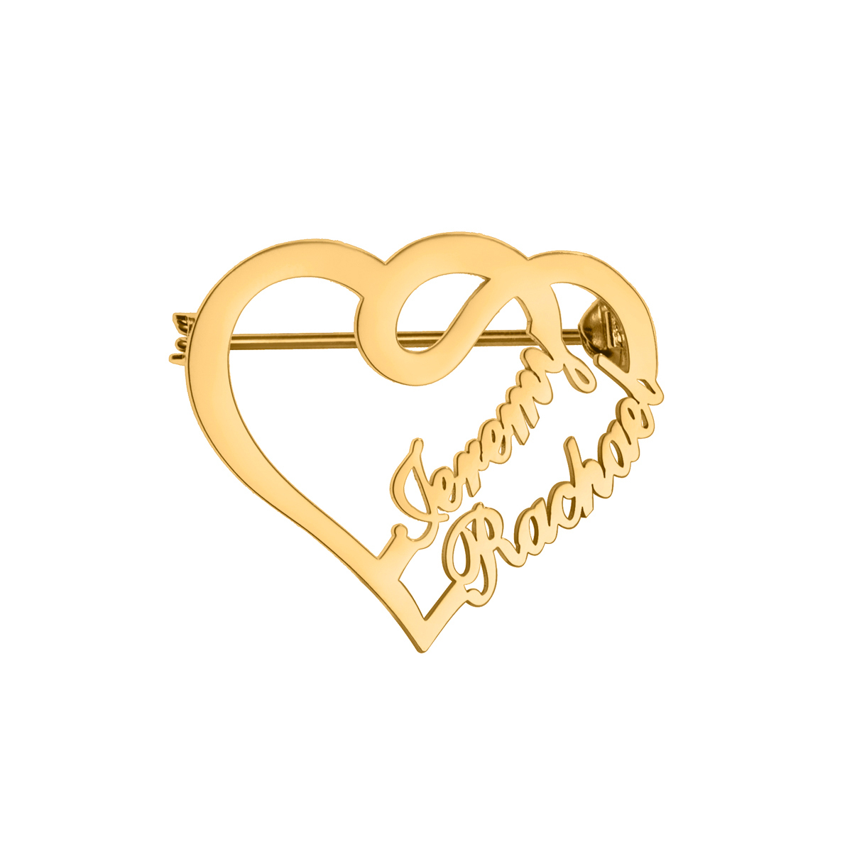 Custom Hearts Brooch with Double Names