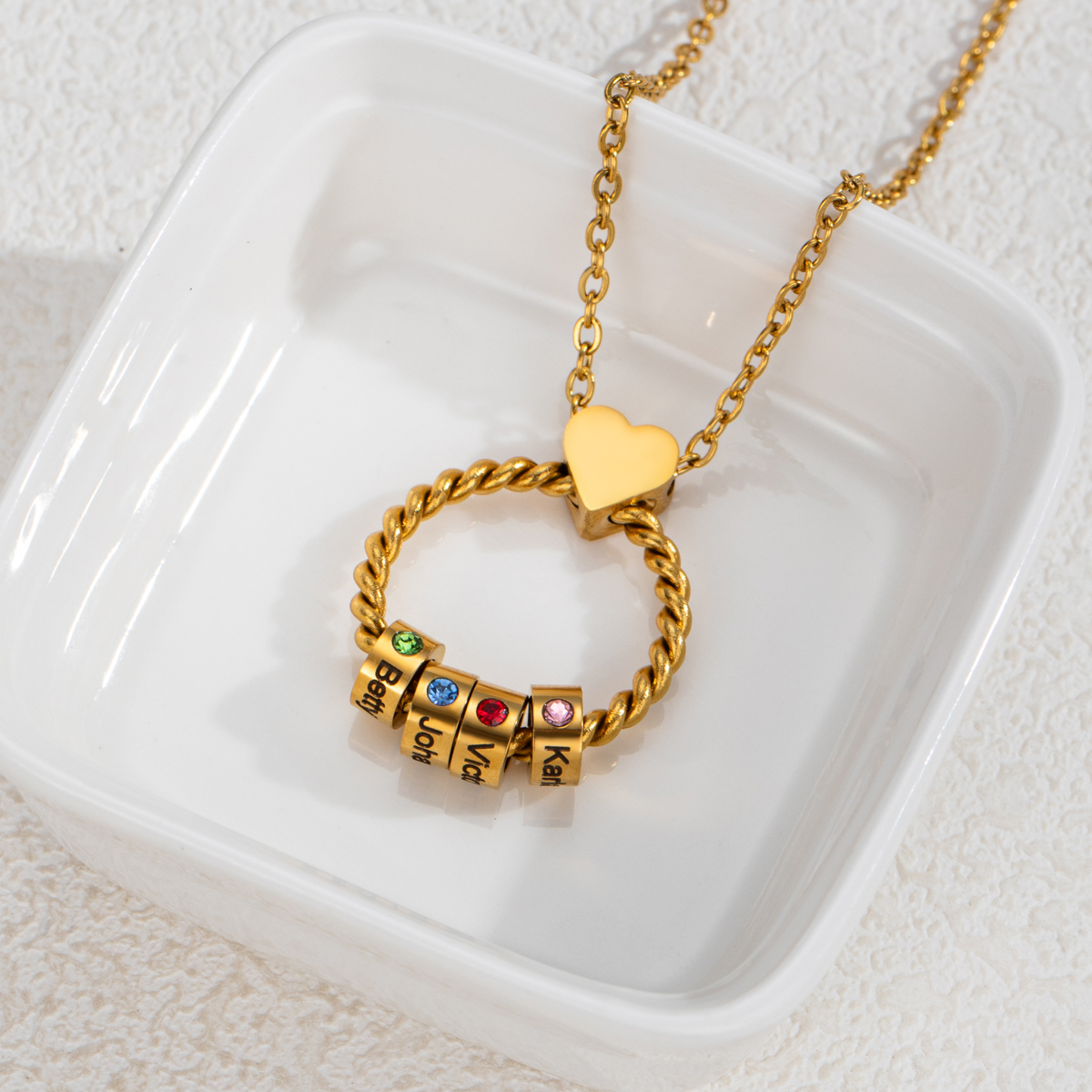 Customized Birthstone Name Engraved Mother's Day Necklace