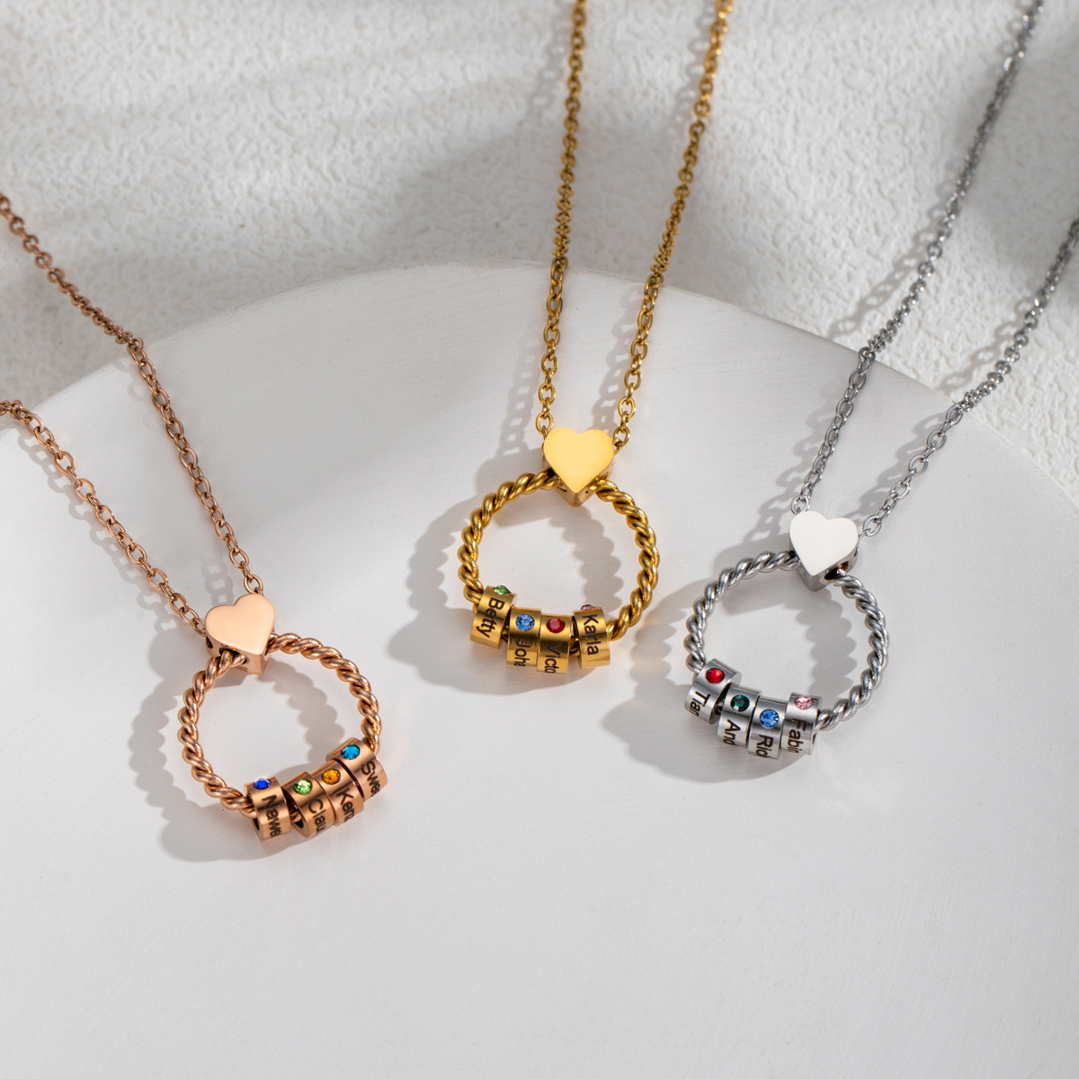 Customized Birthstone Name Engraved Mother's Day Necklace