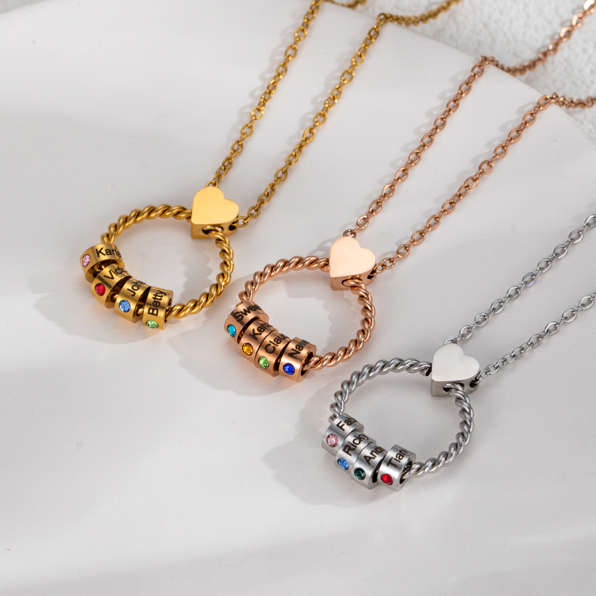 Customized Birthstone Name Engraved Mother's Day Necklace