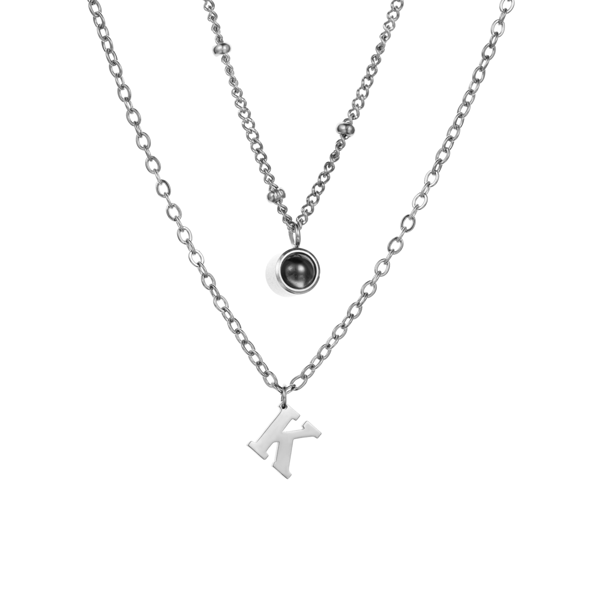 Vertical Custom Projection Stone Necklace with Name & Photo