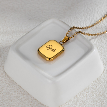 Customized Name Engraved Cube Necklace