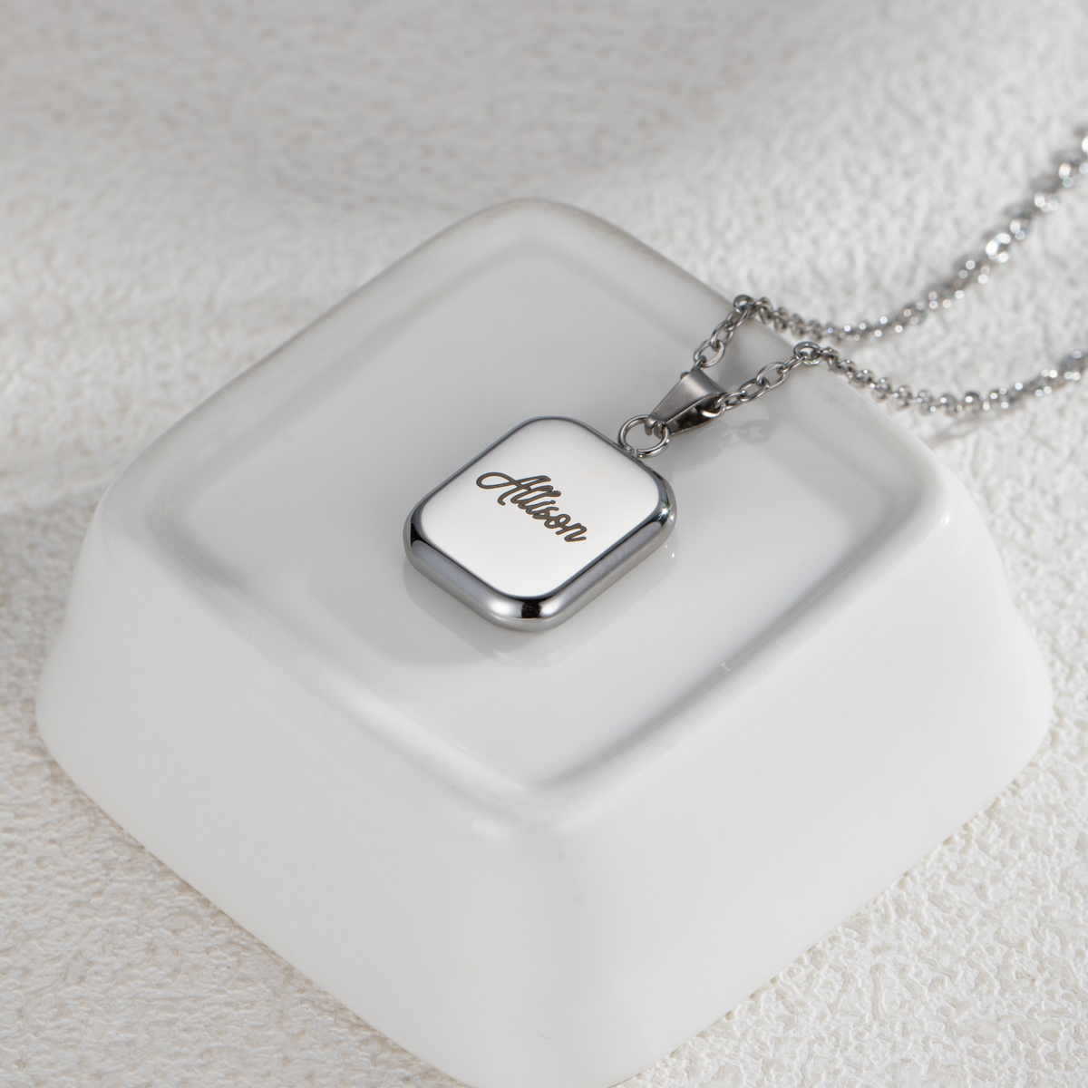 Customized Name Engraved Cube Necklace