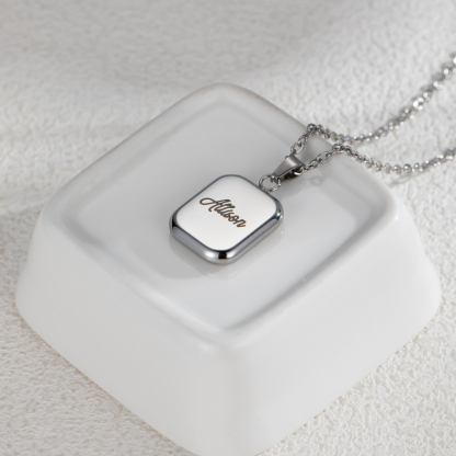 Customized Name Engraved Cube Necklace