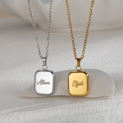 Customized Name Engraved Cube Necklace