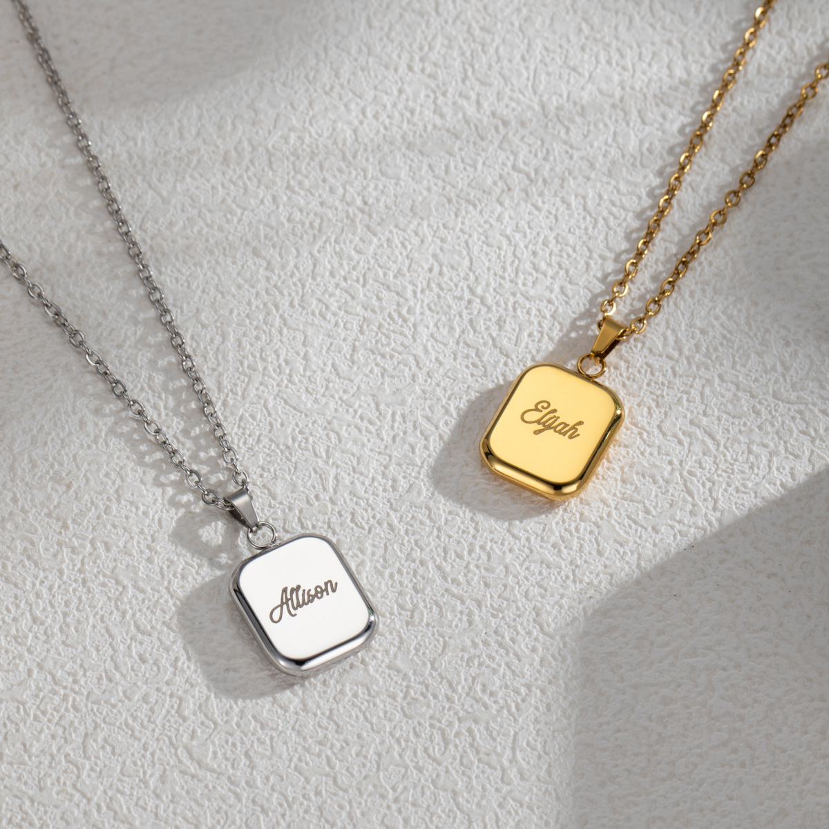 Customized Name Engraved Cube Necklace