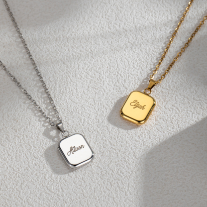 Customized Name Engraved Cube Necklace