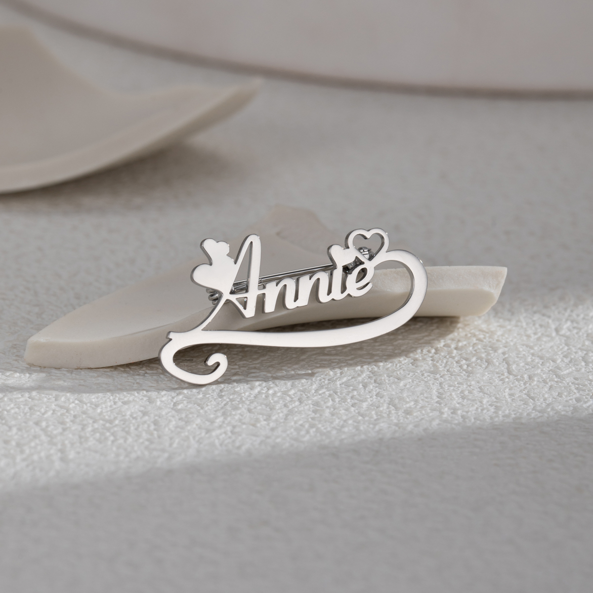 Personalized Custom Name Artistic Ribbon Brooch