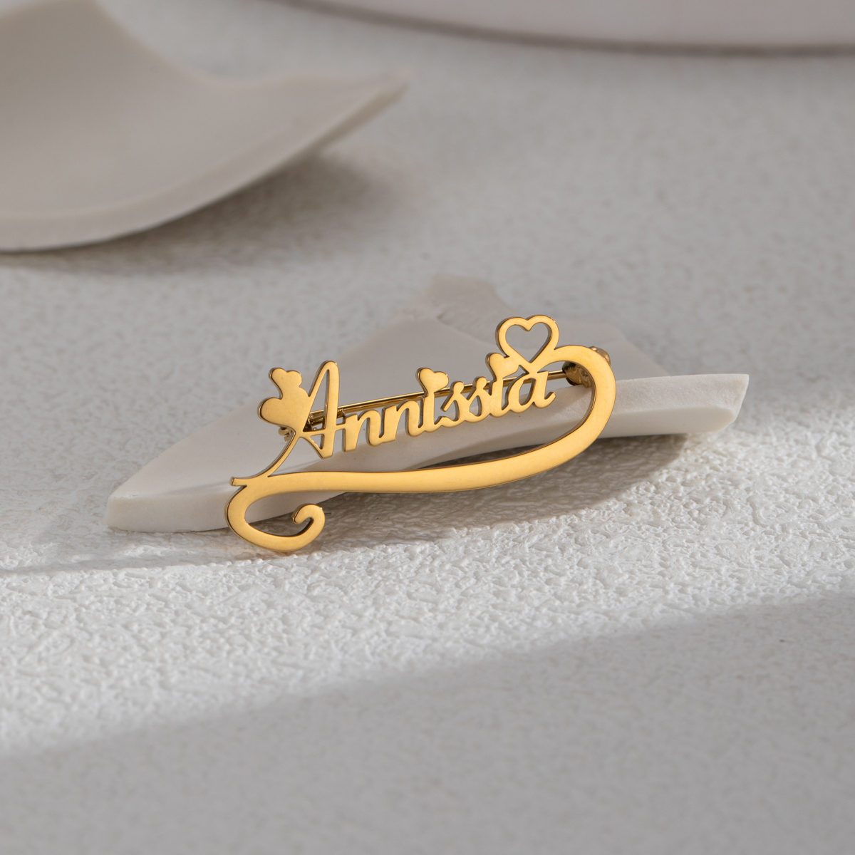 Personalized Custom Name Artistic Ribbon Brooch
