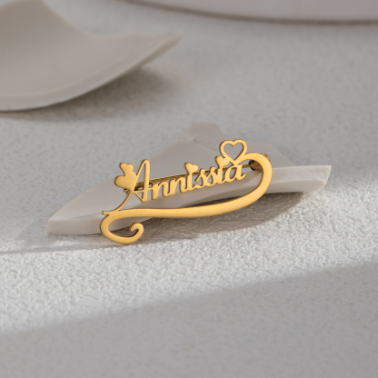 Personalized Custom Name Artistic Ribbon Brooch