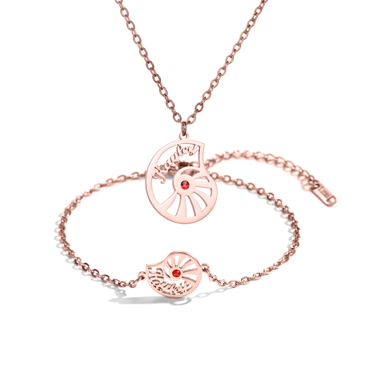 Cobination conch shaped necklace and bracelet set