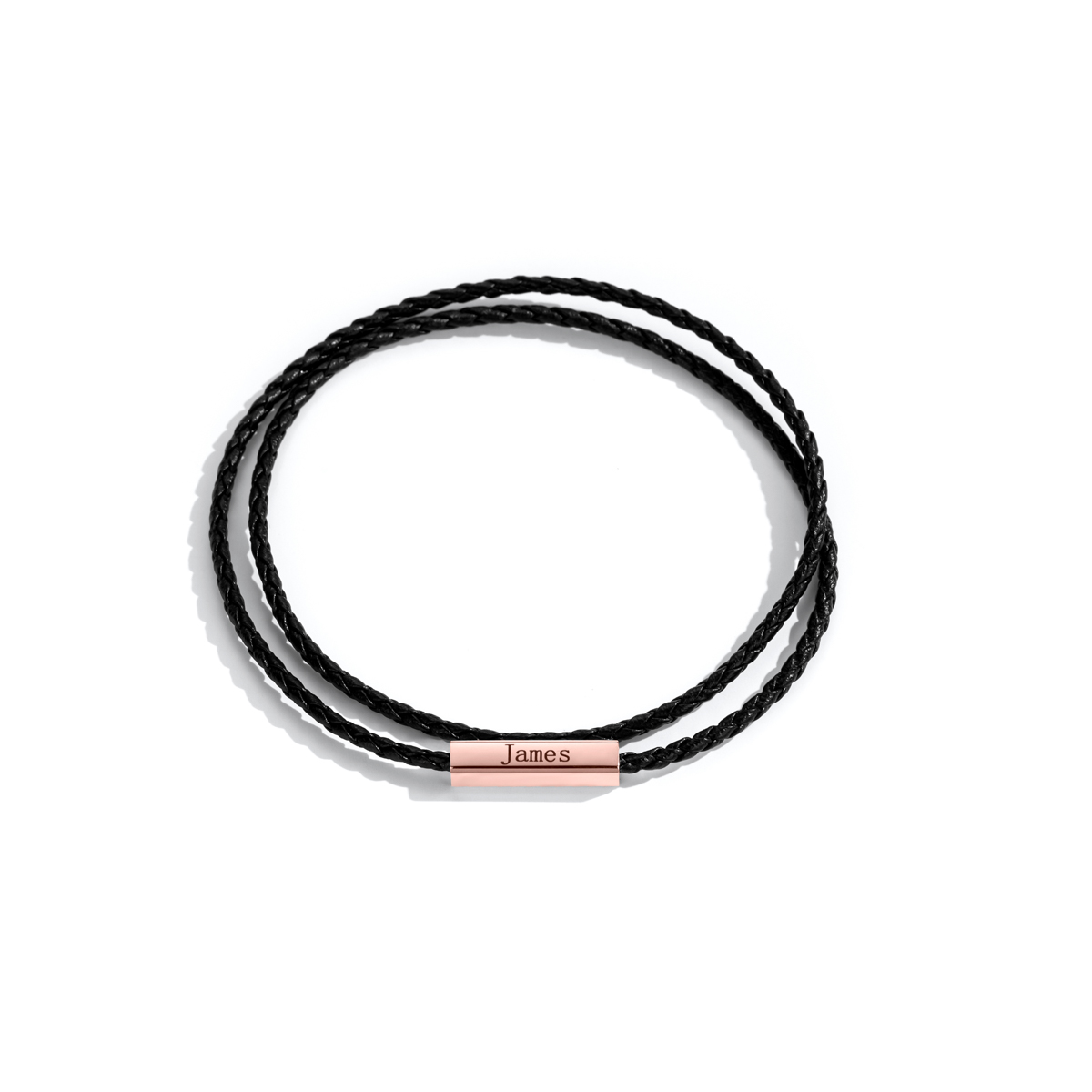 Magnetic Leather Cord Name-engraved Bracelet