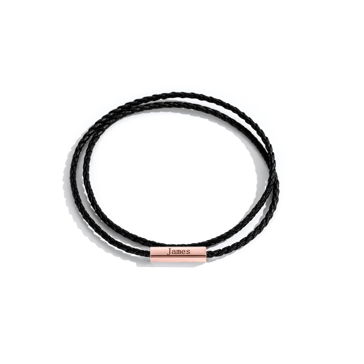Magnetic Leather Cord Name-engraved Bracelet