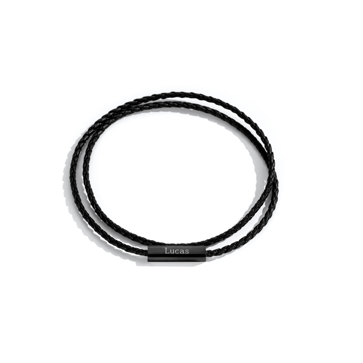 Magnetic Leather Cord Name-engraved Bracelet 