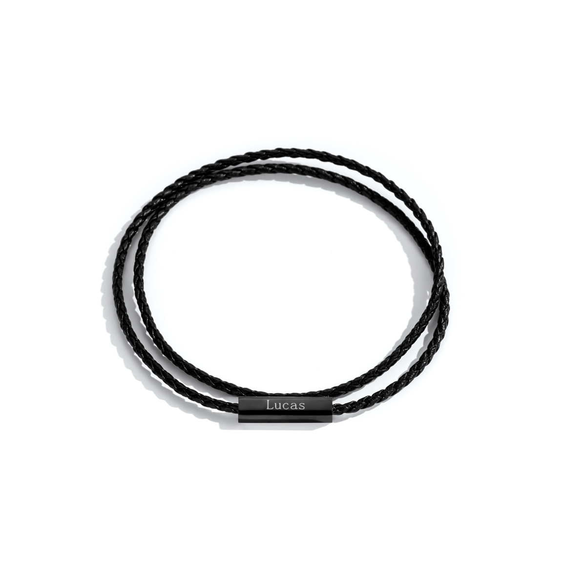 Magnetic Leather Cord Name-engraved Bracelet