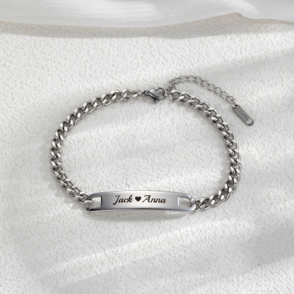 Cuban Link Chain Custom Name Engraved Bracelet