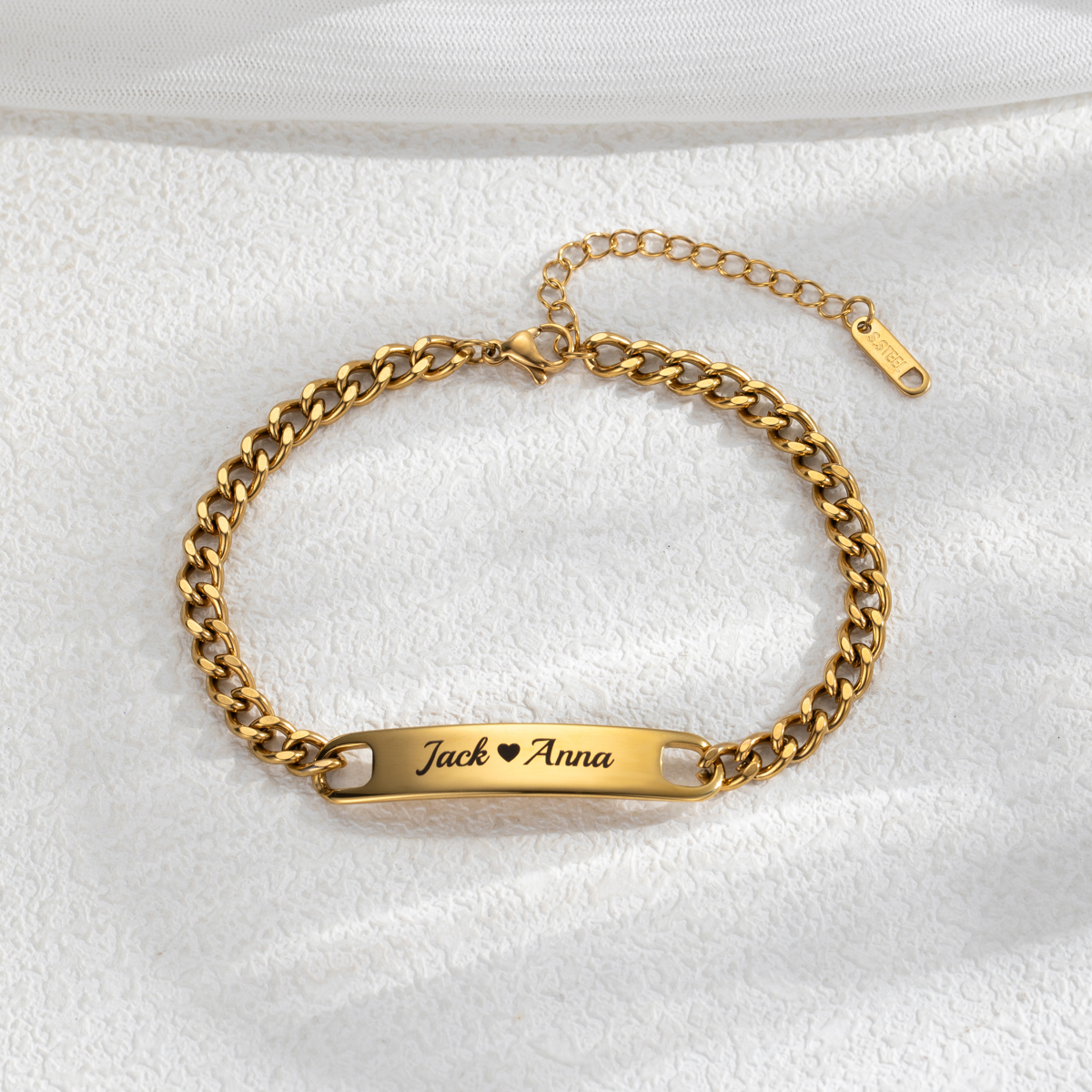 Cuban Link Chain Custom Name Engraved Bracelet